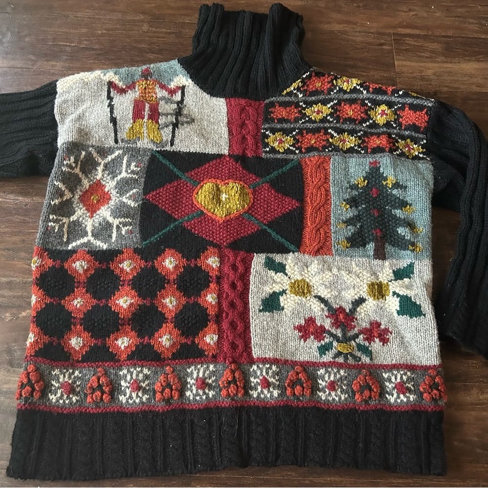 Moda International Wool Patchwork Sweater - image 1